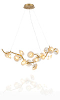 Lustre Pendente Horizontal Fiore Di Murano Ouro Envelhecido
