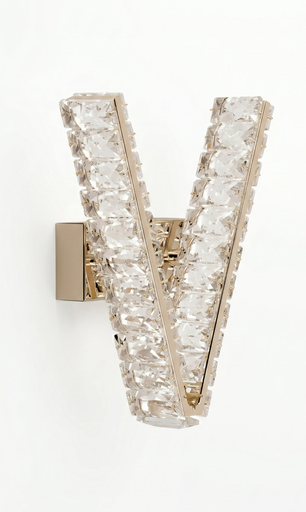 Arandela Parede Cristal Dourada Led Letras Alfabeto A - Z