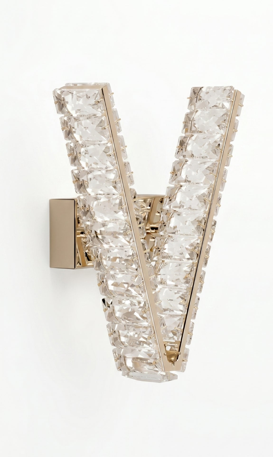 Arandela Parede Cristal Dourada Led Letras Alfabeto A - Z