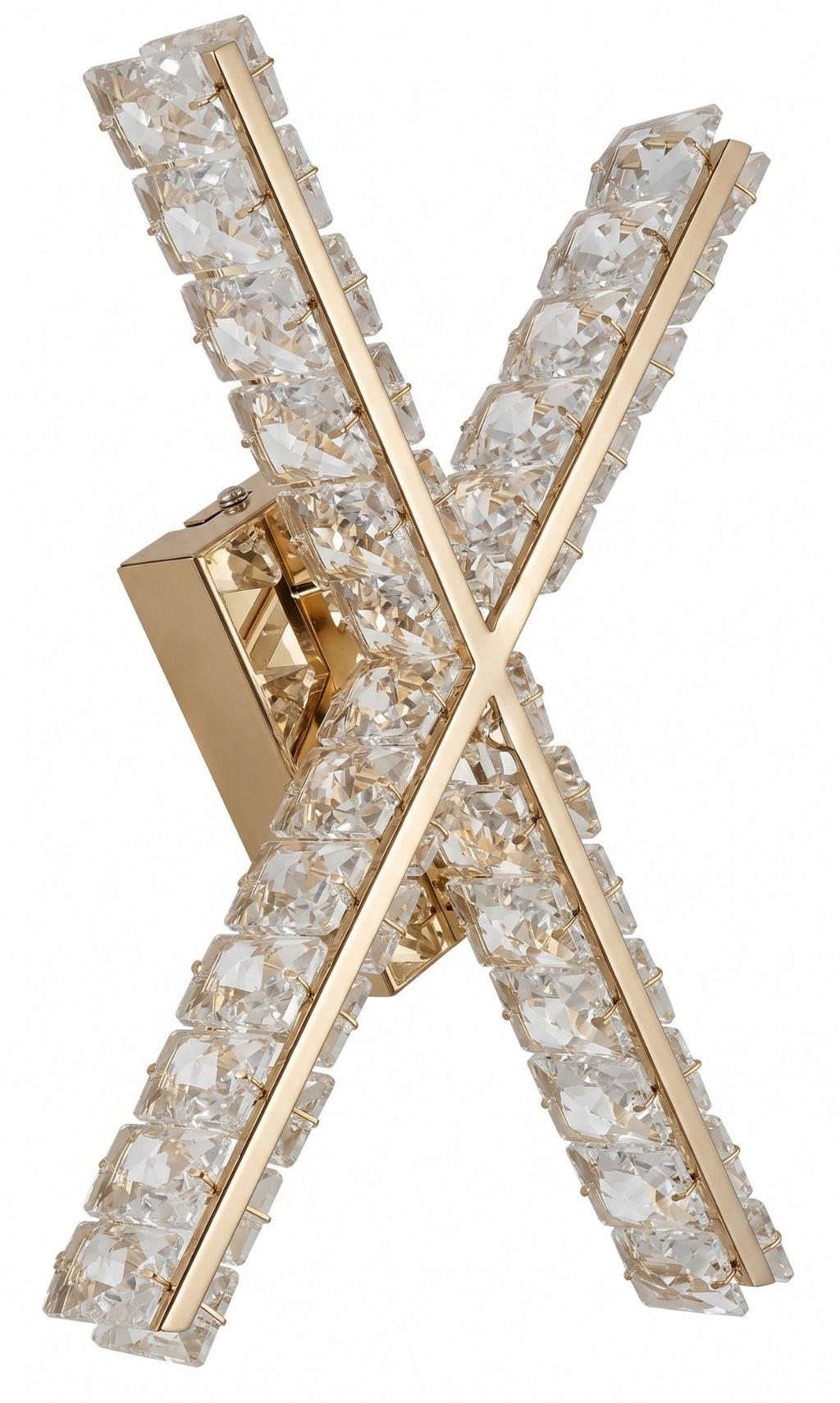 Arandela Parede Cristal Dourada Led Letras Alfabeto A - Z