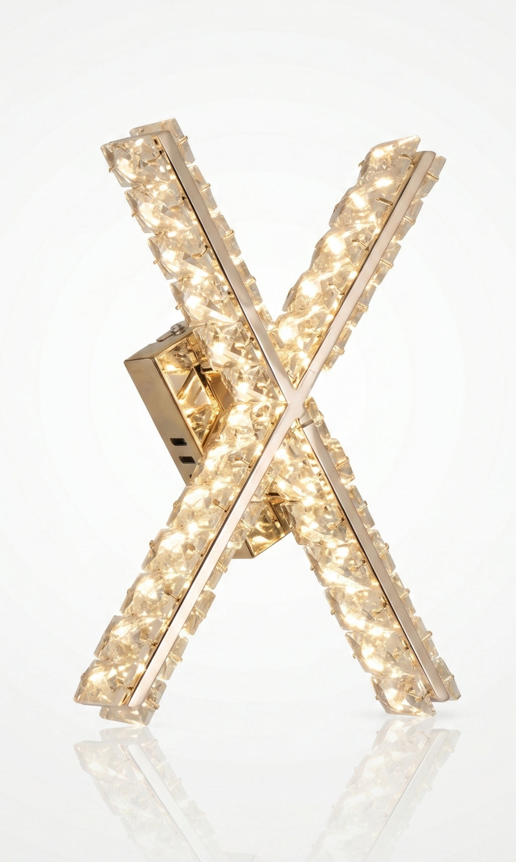 Arandela Parede Cristal Dourada Led Letras Alfabeto A - Z