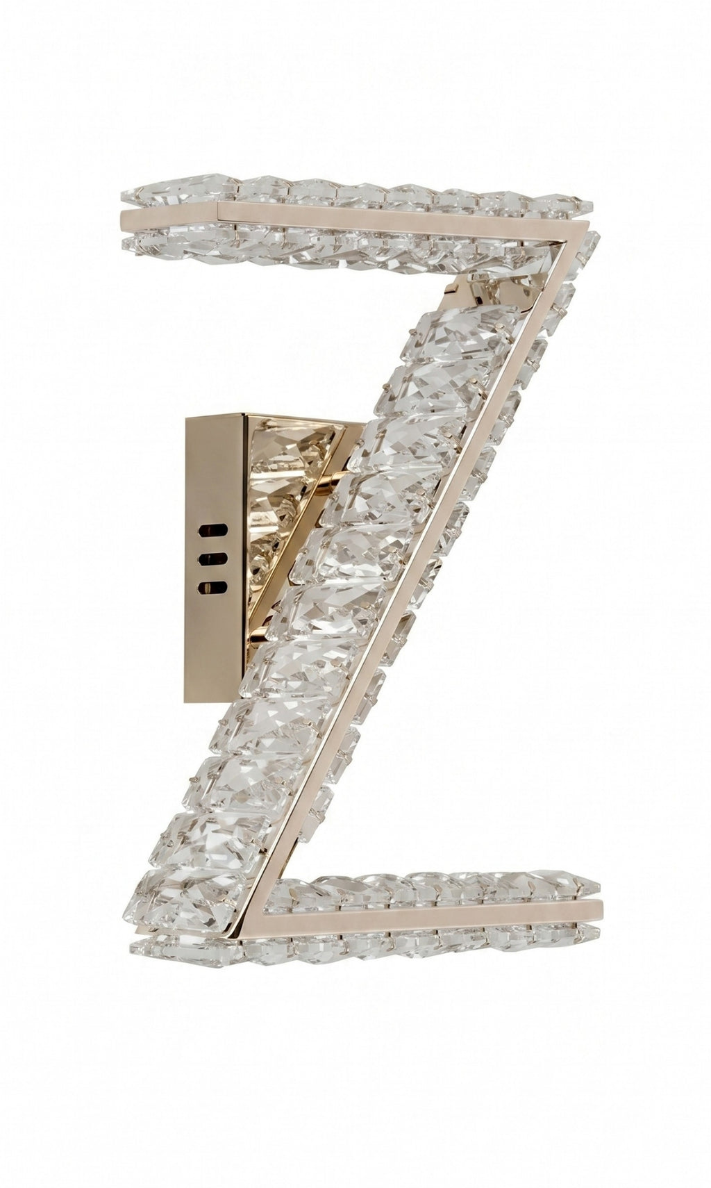Arandela Parede Cristal Dourada Led Letras Alfabeto A - Z