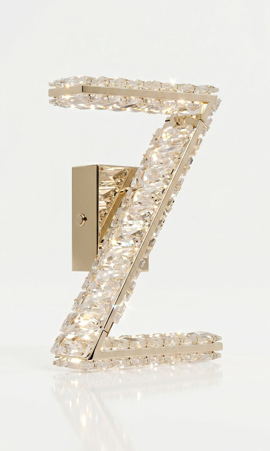 Arandela Parede Cristal Dourada Led Letras Alfabeto A - Z