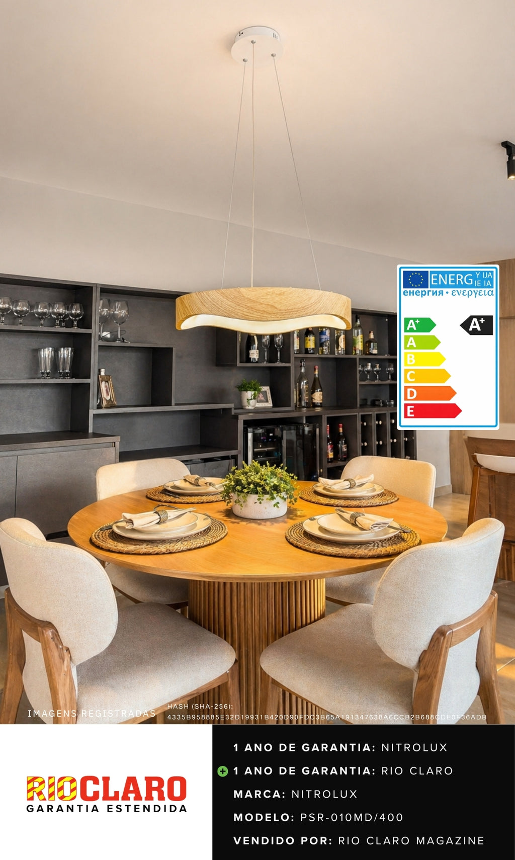 Pendente Led Luminária Orgânico Madeira Teto Mesa Bivolt