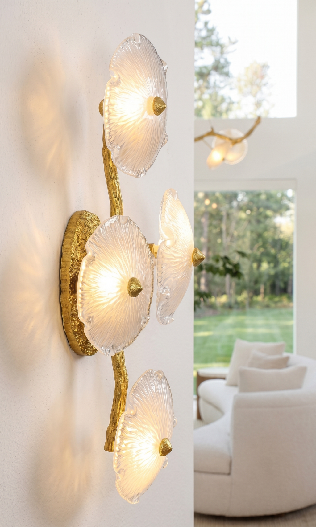 Arandela Dourada Fiore Di Murano - Design Orgânico