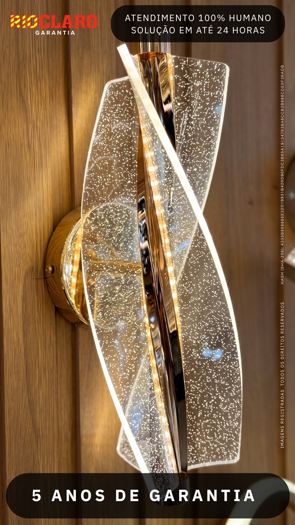 Arandela Led Moderna Espiral Dourada 17w Luz Quente Bivolt