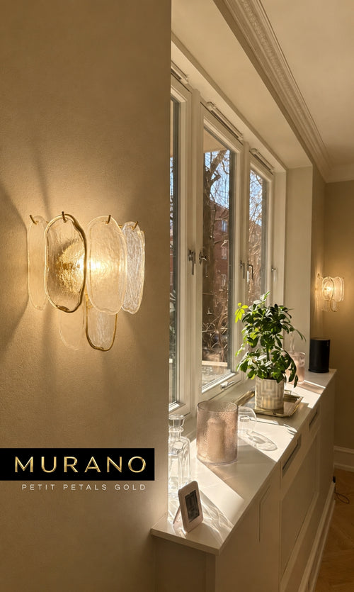 Arandela Murano Petit Petals Gold Cristal K9 Dourada Luxo E14 Parede Sala Quarto
