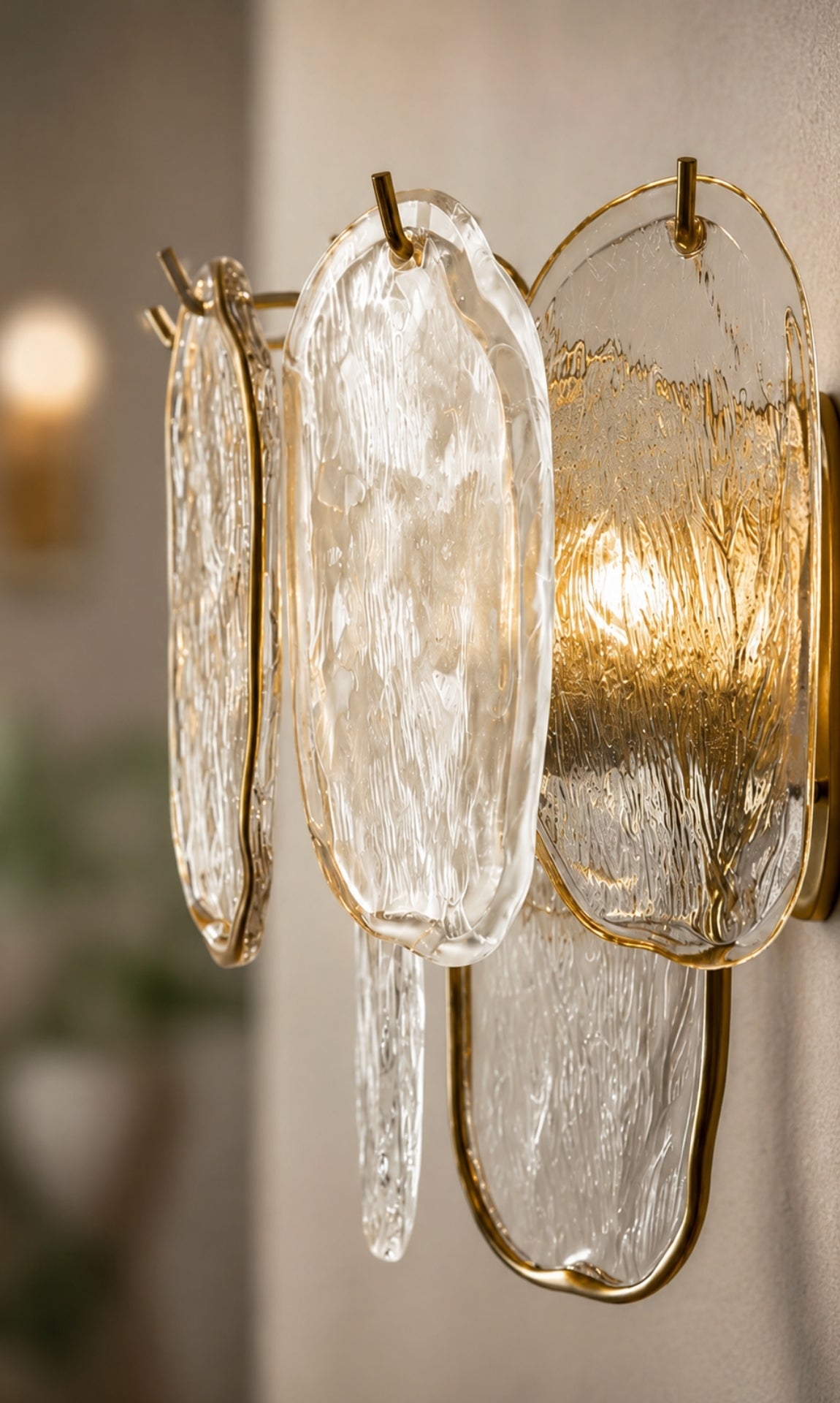 Arandela Murano Petit Petals Gold Cristal K9 Dourada Luxo E14 Parede Sala Quarto