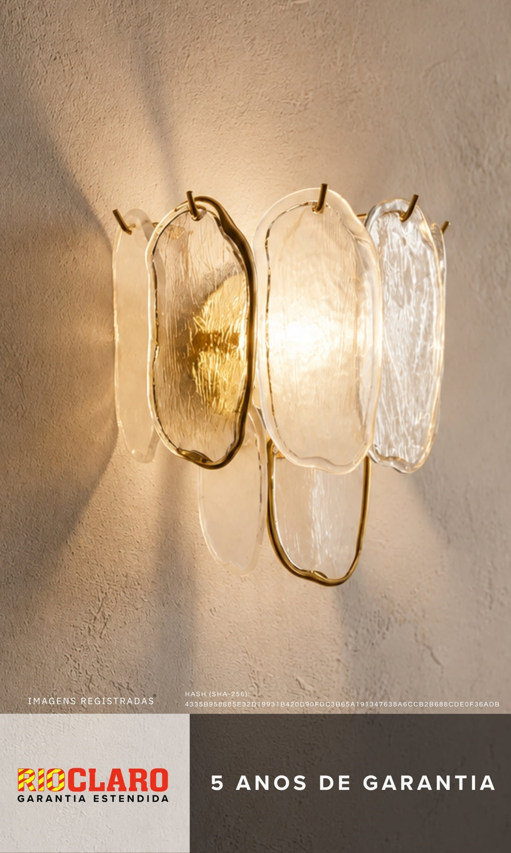 Arandela Murano Petit Petals Gold Cristal K9 Dourada Luxo E14 Parede Sala Quarto