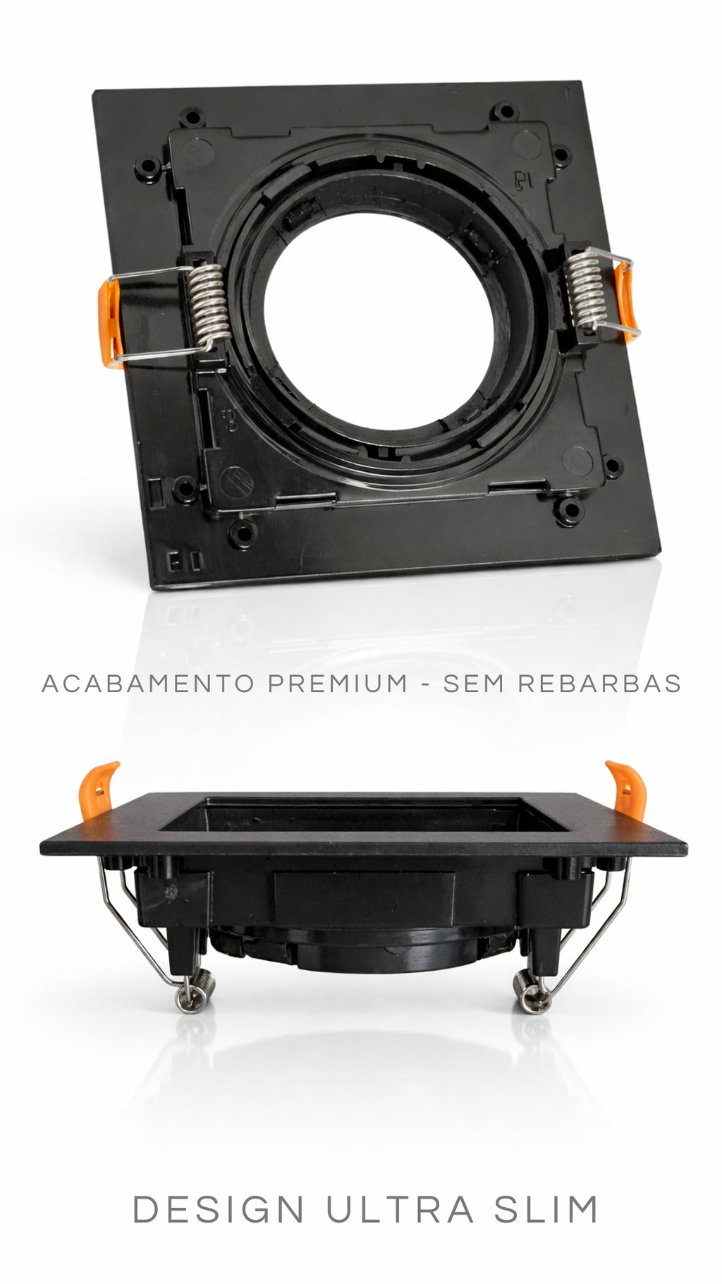 Kit 10 Spot Slim de Embutir Recuado MR16 GU10 Quadrado Preto