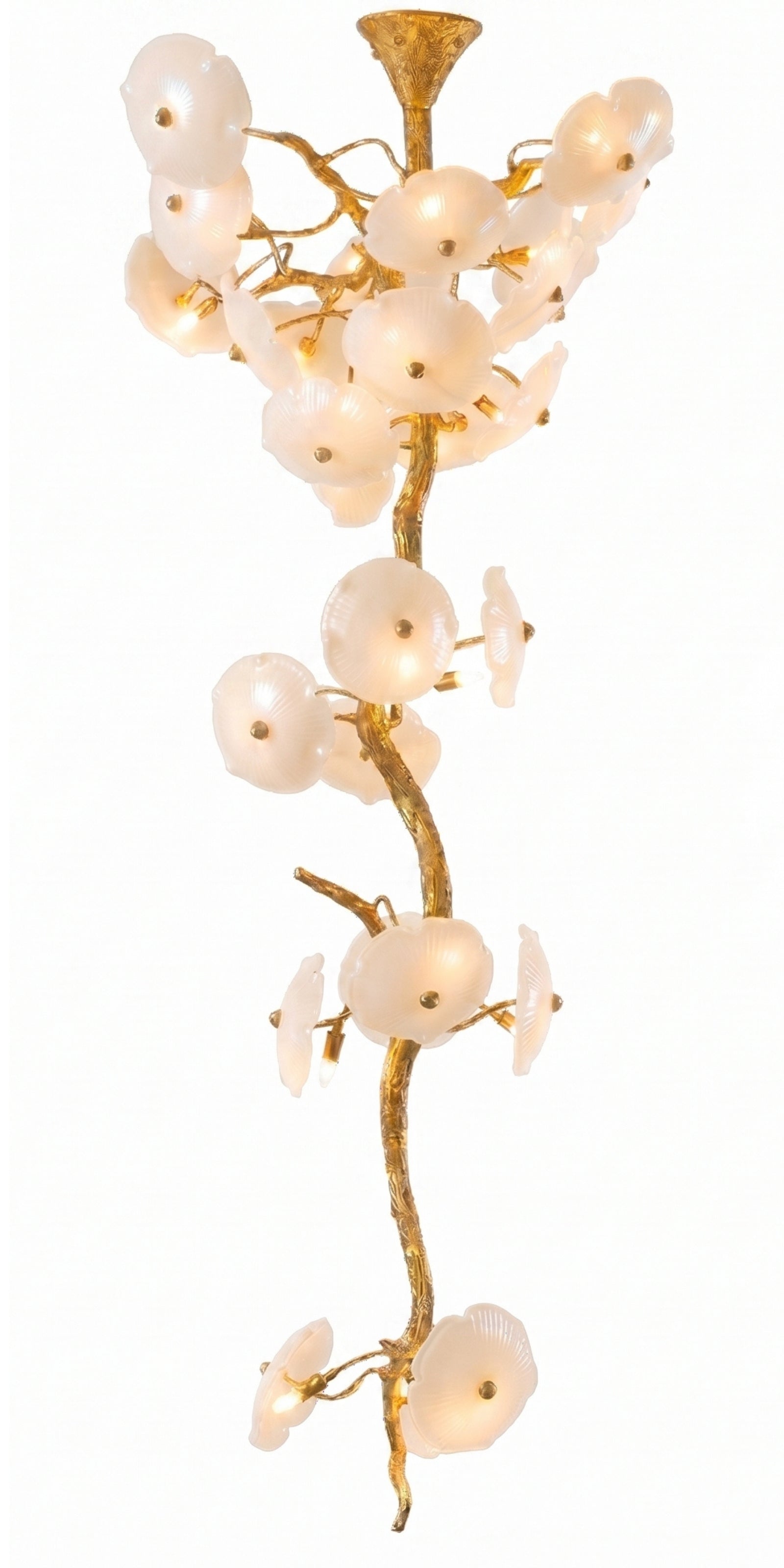 Lustre Pendente Vertical Fiore Di Murano Ouro Envelhecido