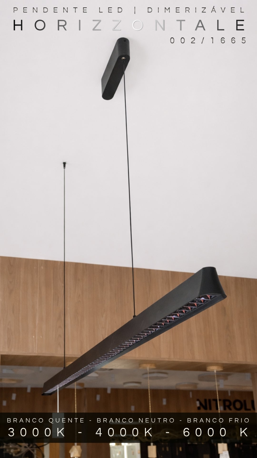 Pendente Linear Pienza Horizzontale II Retangular 166cm Led Integrado Nitrolux