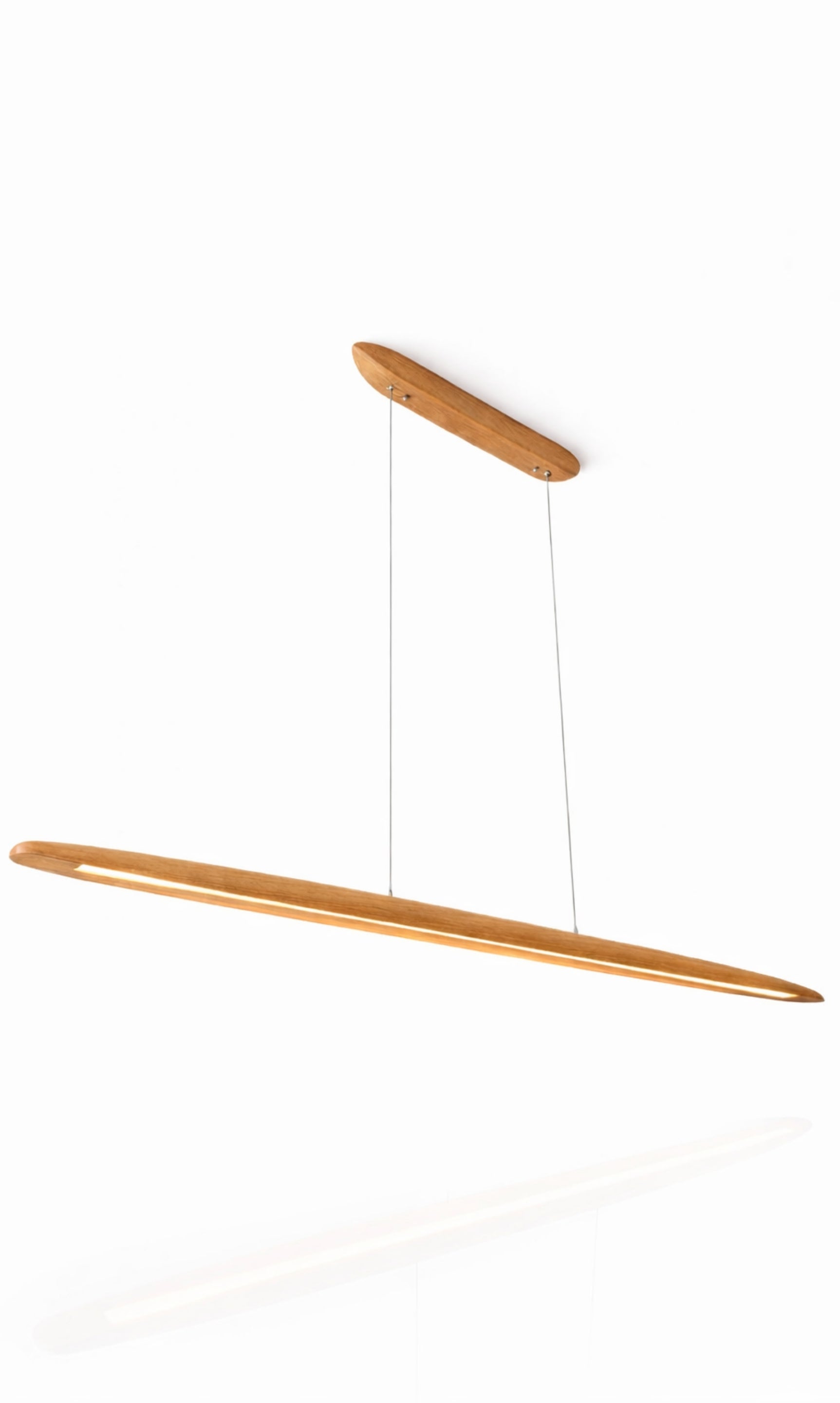 Pendente Linear Madeira Louro Freijó 130cm LED 20W Legna Milano Gourmet Bancada