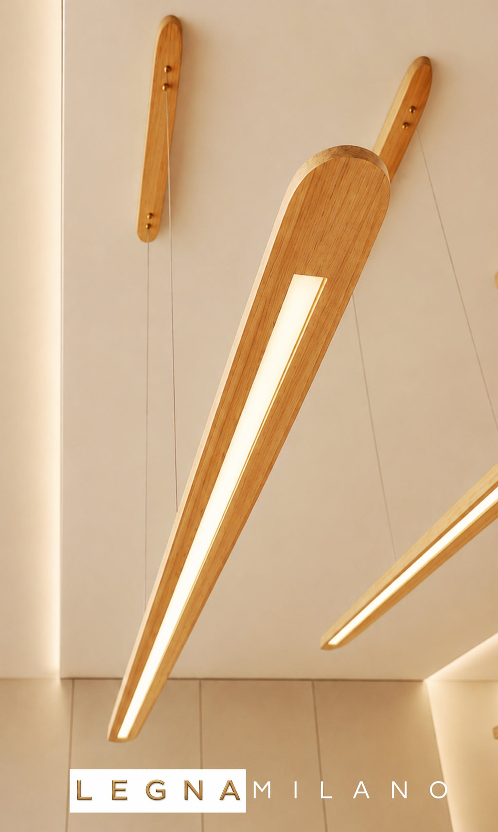 Pendente Linear Madeira Louro Freijó 150cm LED 24W Legna Milano Gourmet Bancada