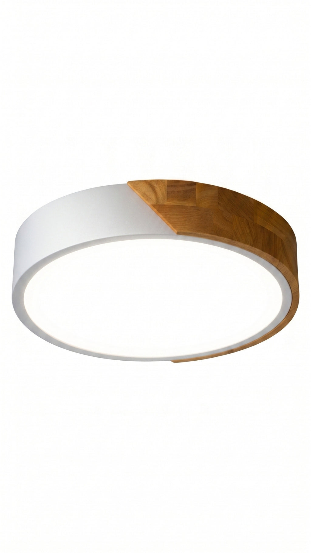Plafon Led Sobrepor Redondo C/ Madeira 24w 3 Em 1 - Off White
