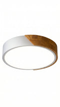 Plafon Led Sobrepor Redondo C/ Madeira 24w 3 Em 1 - Off White