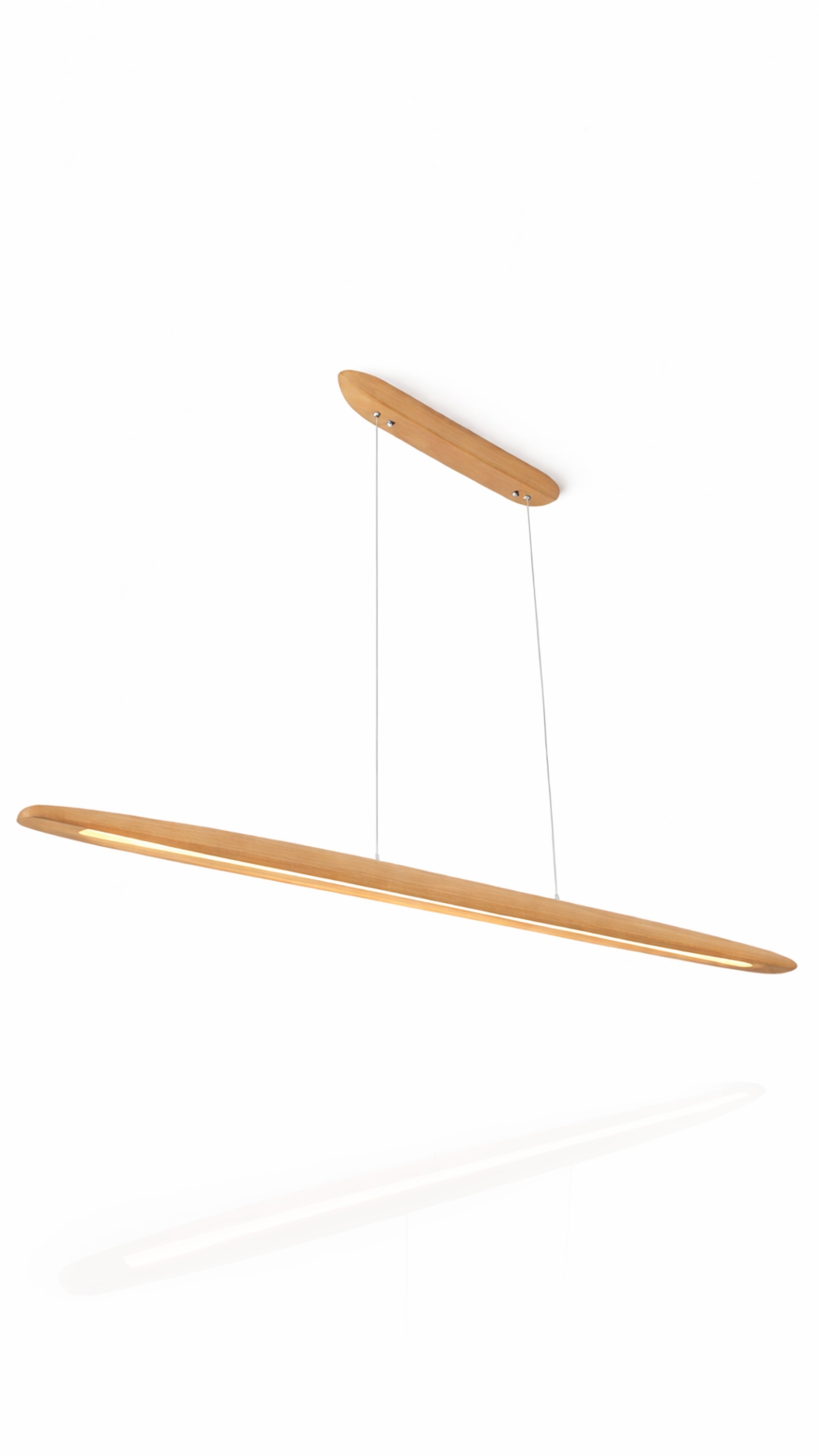 Lustre Pendente Linear Madeira 150cm LED 3000K Bivolt Albero Pienza