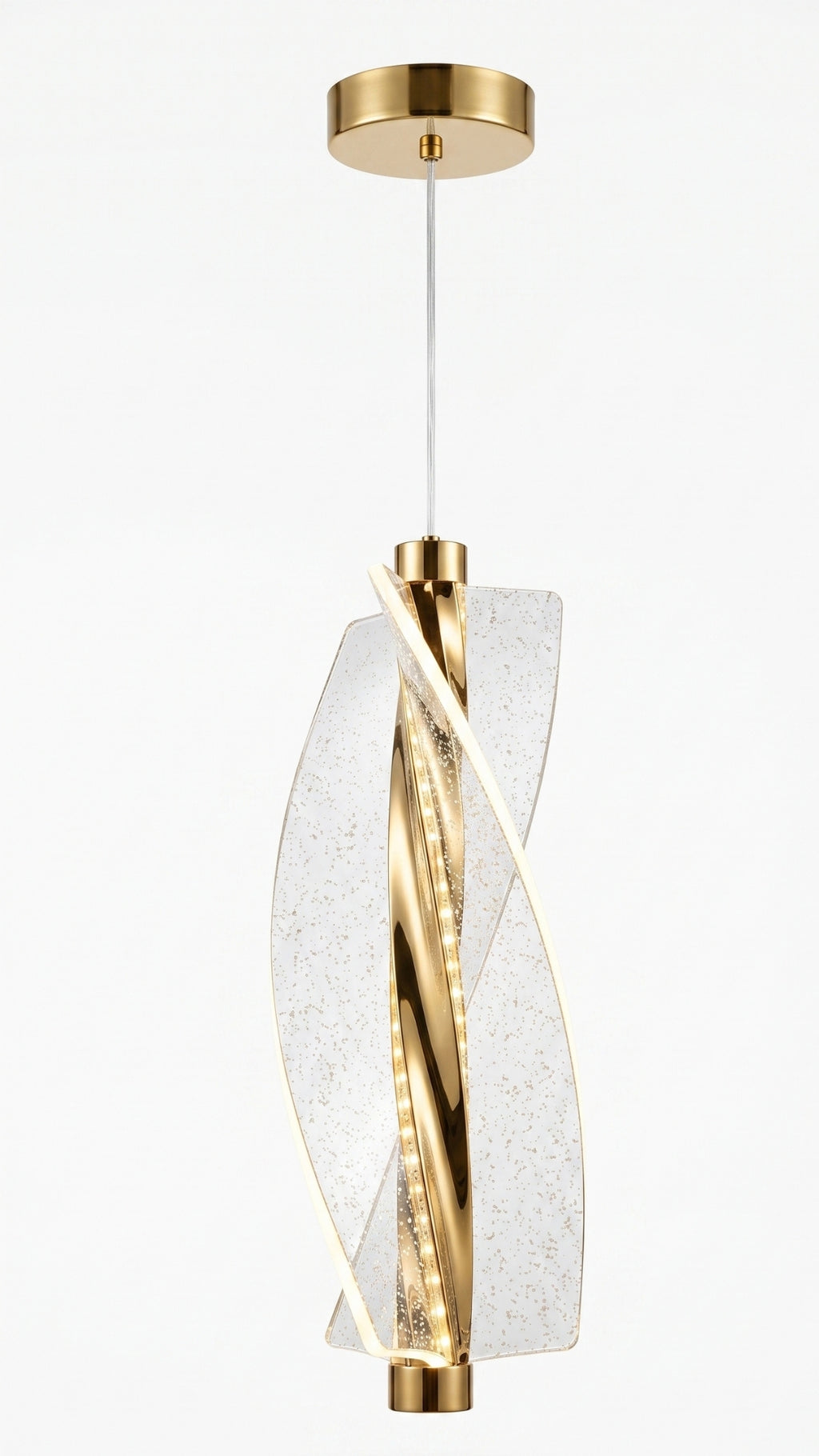 Pendente Led Espiral Dourado Ouro 17w Luz Quente 3000k Bivolt