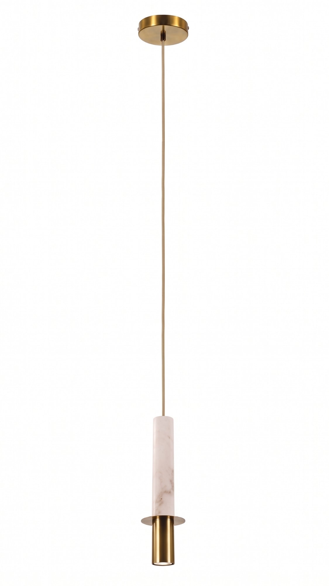Luminária Pendente em Alabastro e Metal Cor Bronze