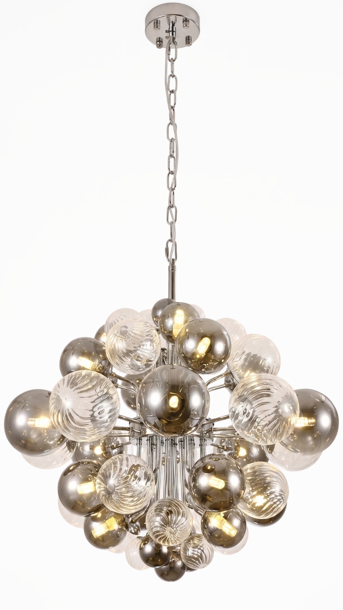 Lustre Bubble Jabuticaba Esfera de Vidro Transparente e Fume