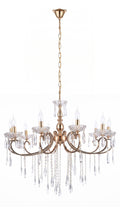 Lustre Clássico de Cristal Legítimo 8 Braços Dourado Ouro 18K