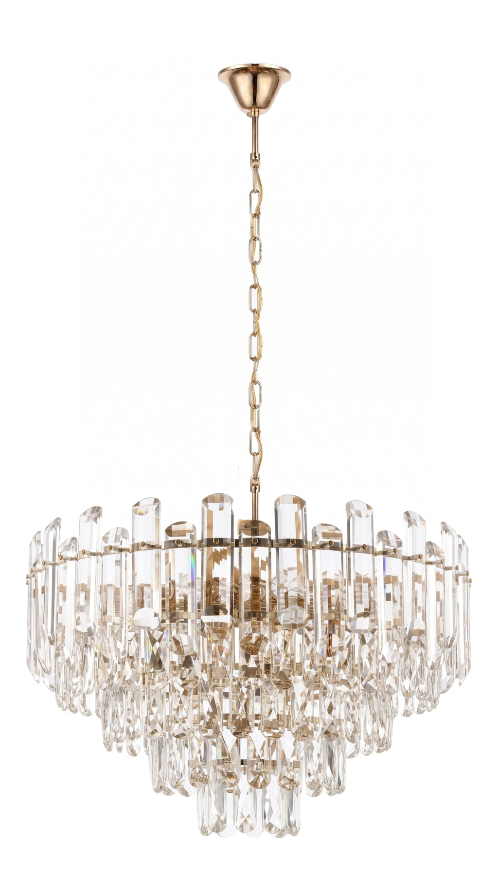 Lustre Pendente Cristal Legítimo Dourado 55cm Sala De Jantar