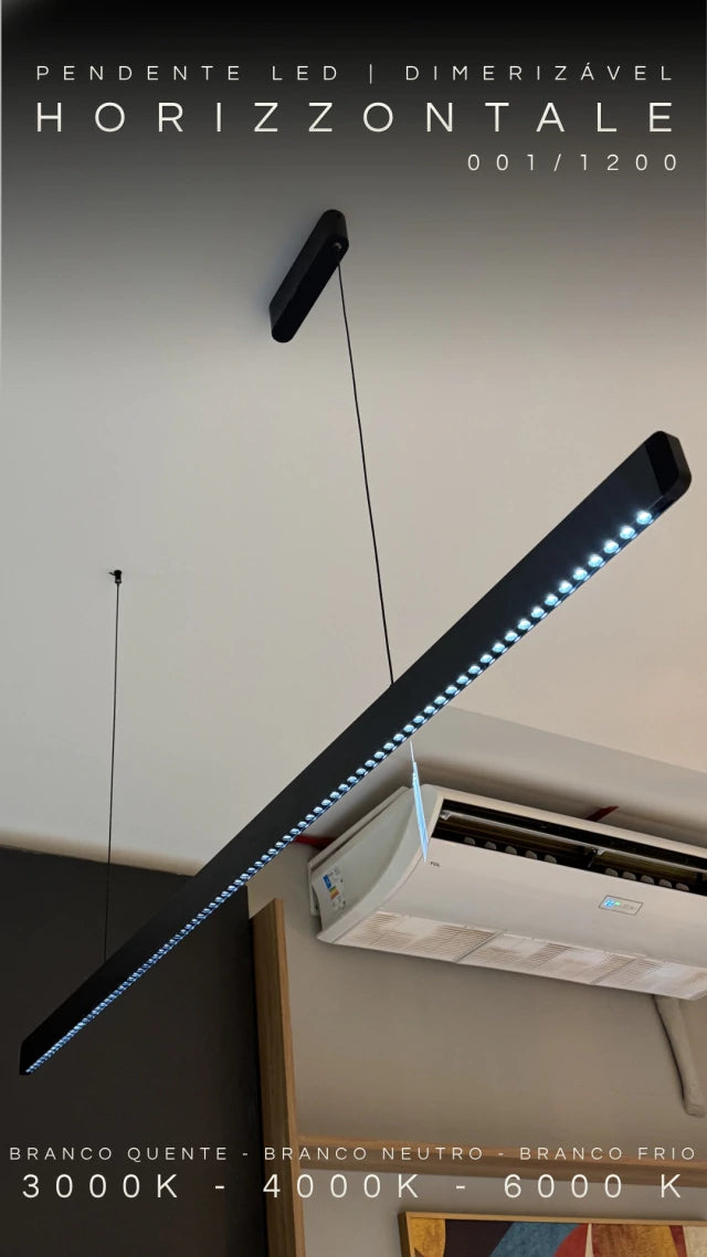 Pendente Linear Horizzontale Retangular 120cm Led Integrado Nitrolux