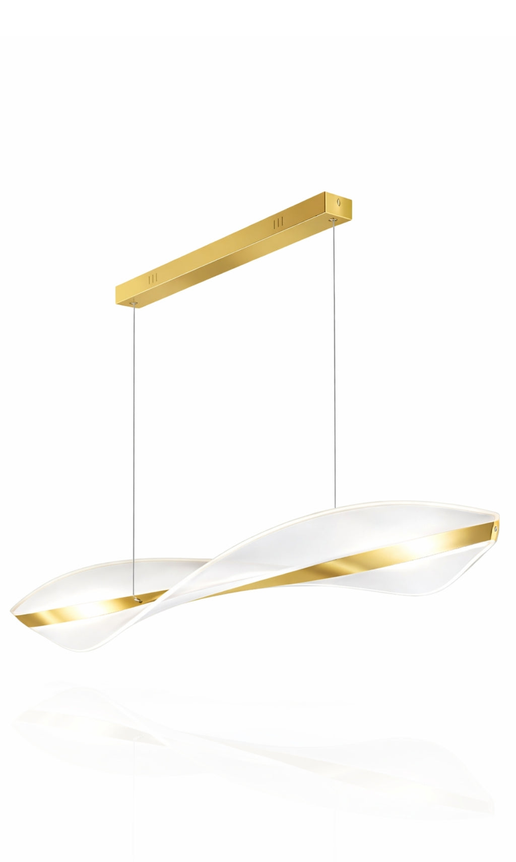 Pendente Lustre LED Moderno Espiral Dourado 100cm 48w