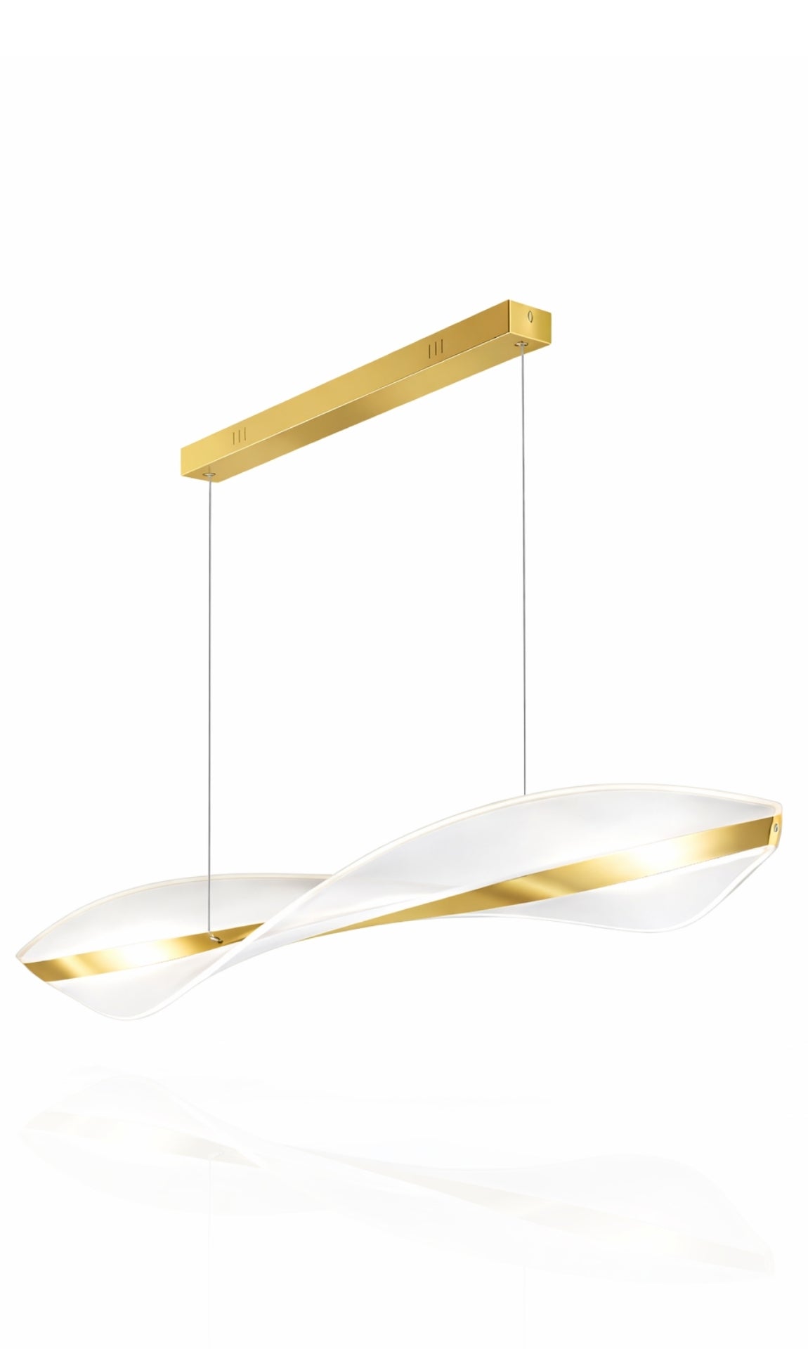 Pendente Lustre LED Moderno Espiral Dourado 100cm 48w