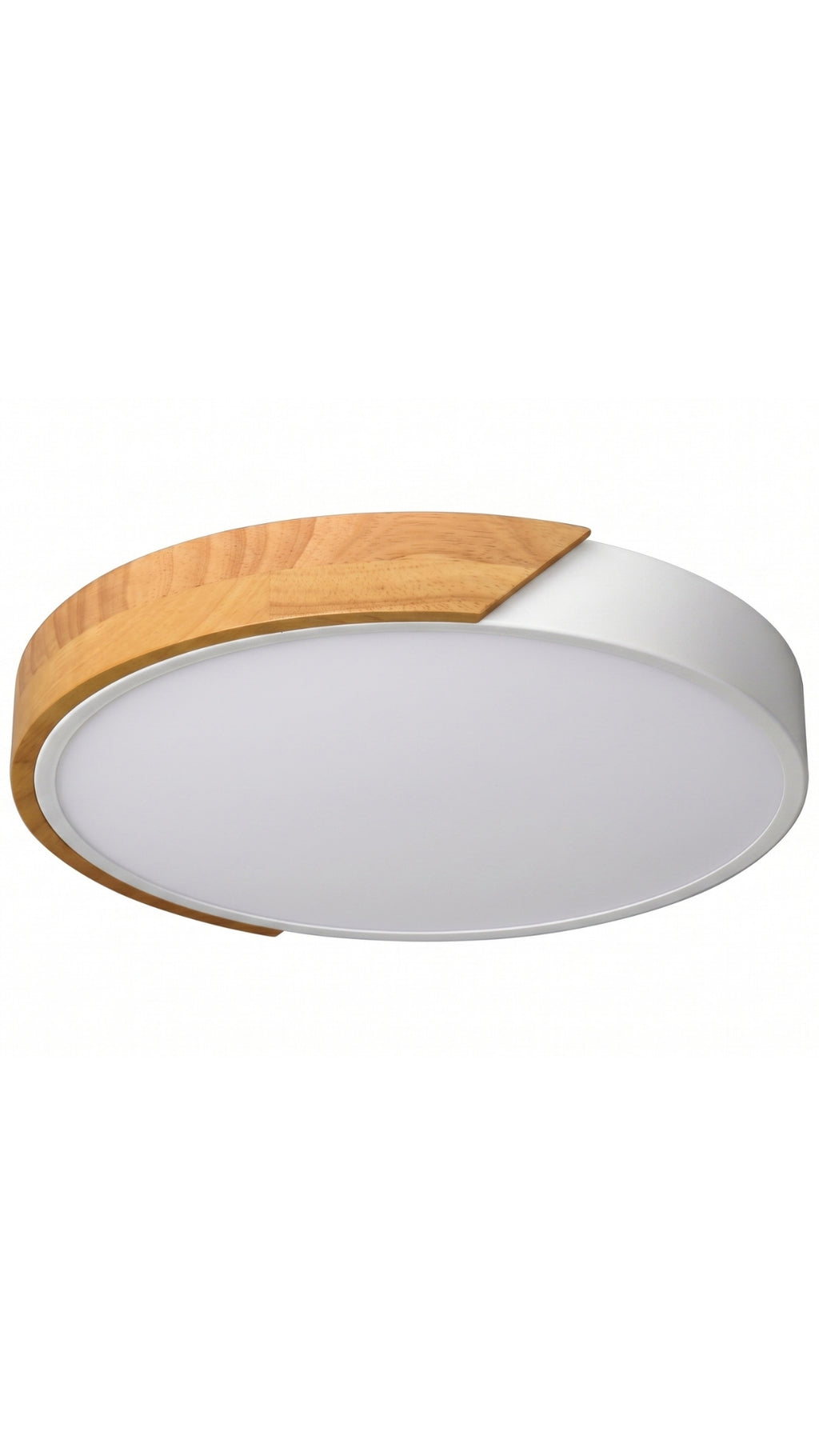 Plafon Led Sobrepor Redondo C/ Madeira 45w 3 Em 1 - Off White