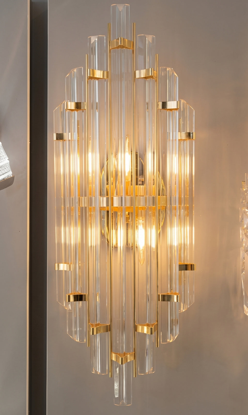 Luminária Parede Arandela Dourado Cristal K9 Prisma Luxo