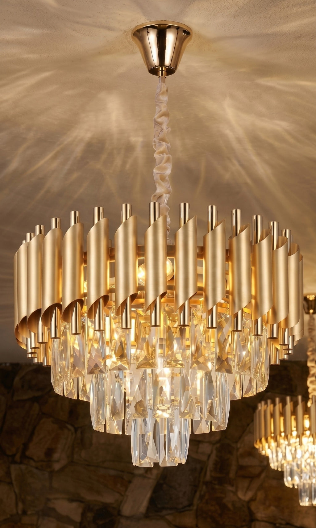 Lustre Pendente Cristal Legítimo Dourado Couronne D'or II