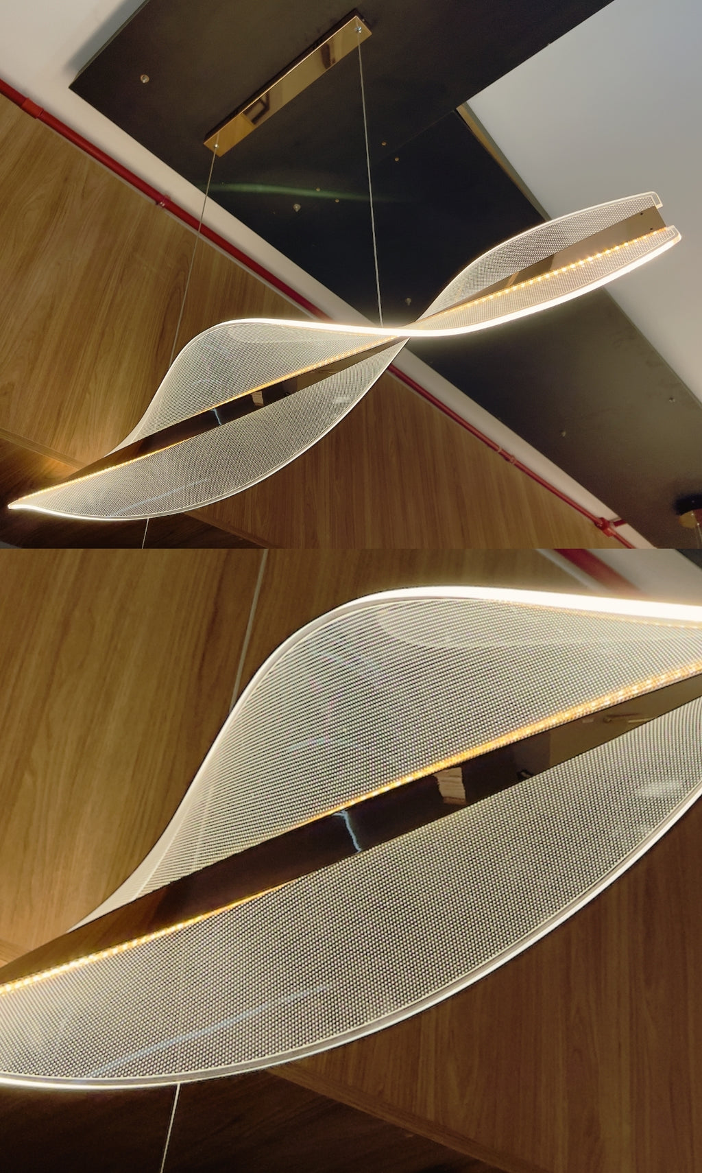 Pendente Lustre LED Moderno Espiral Dourado 100cm 48w