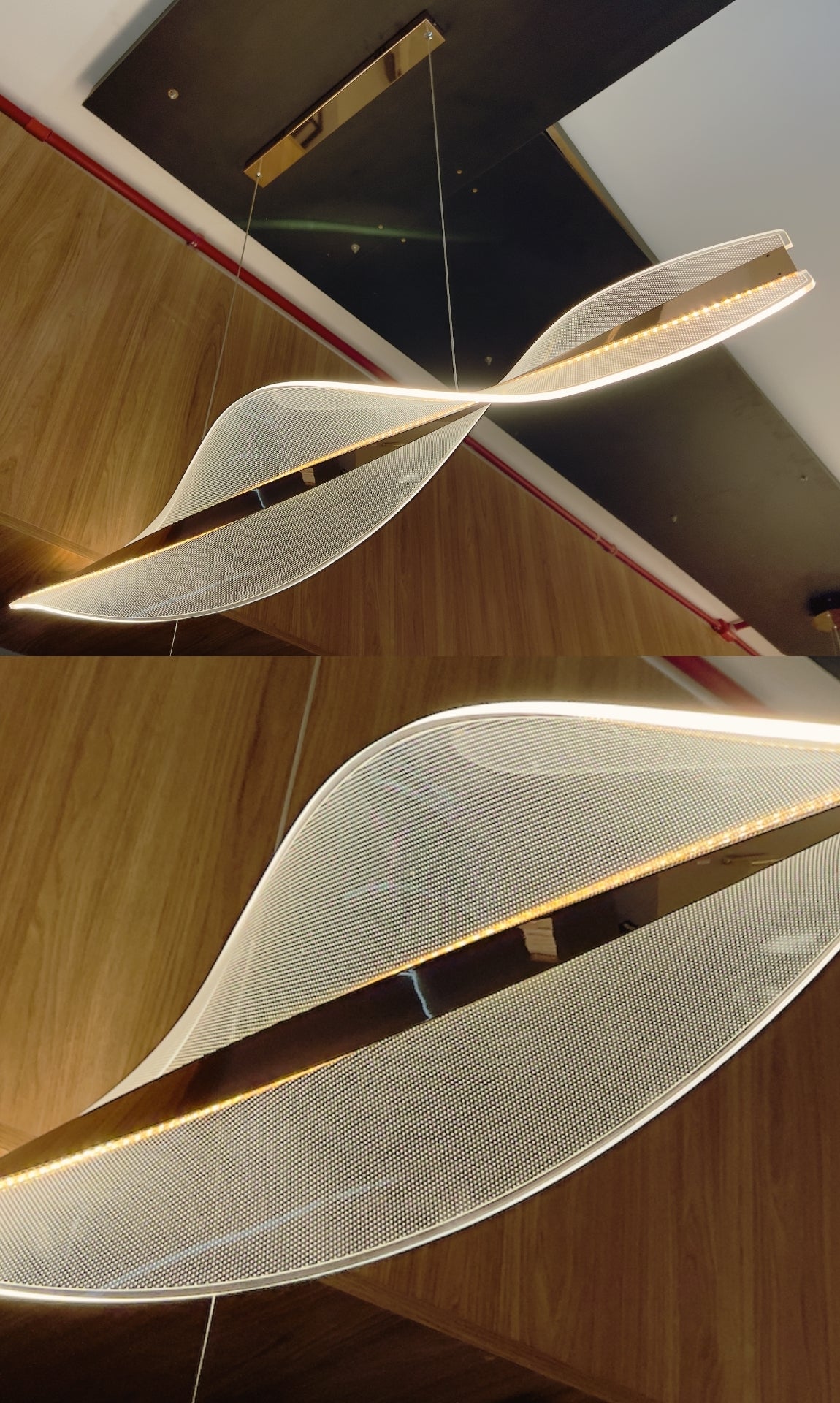 Pendente Lustre LED Moderno Espiral Dourado 100cm 48w