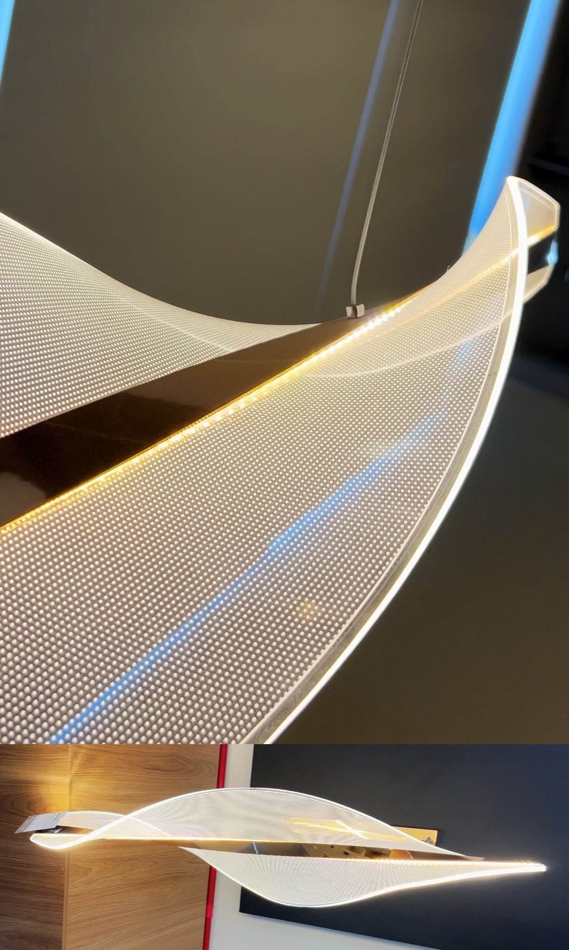 Pendente Lustre LED Moderno Espiral Dourado 100cm 48w