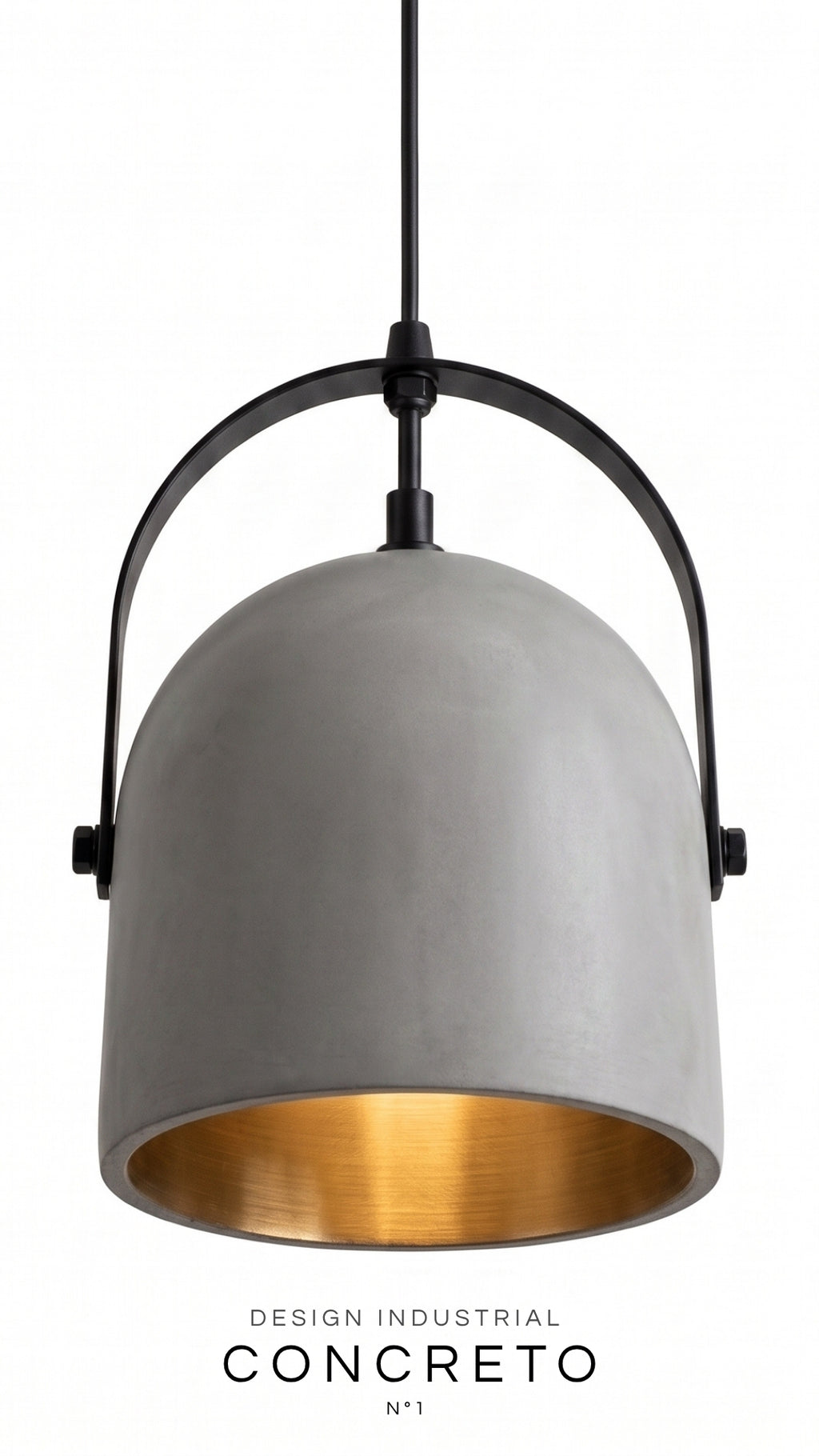 Luminária Pendente Design Industrial Concreto Cimento Queimado E27 Bivolt