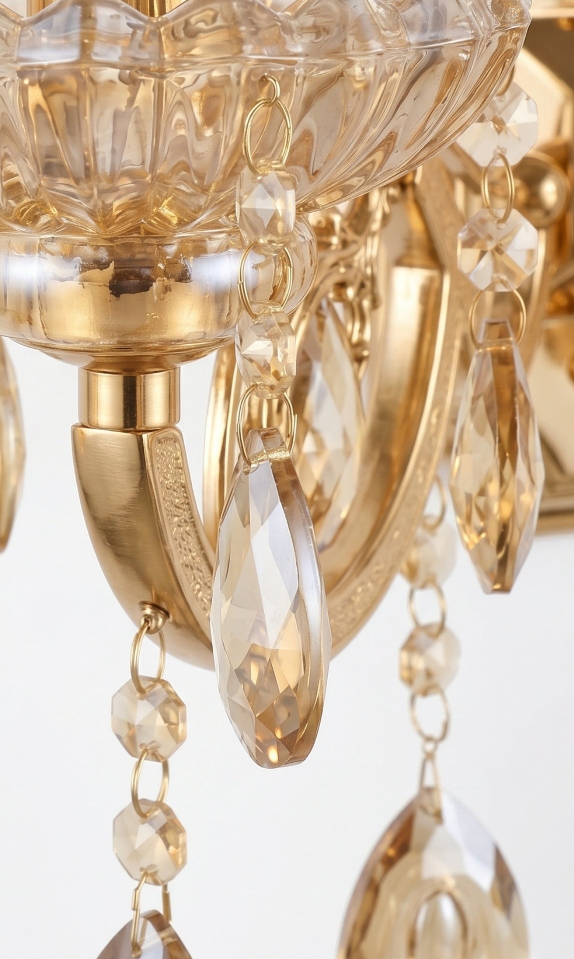 Arandela De Parede Cristal K9 Âmbar Hanôver III Candelabro 2 Braços