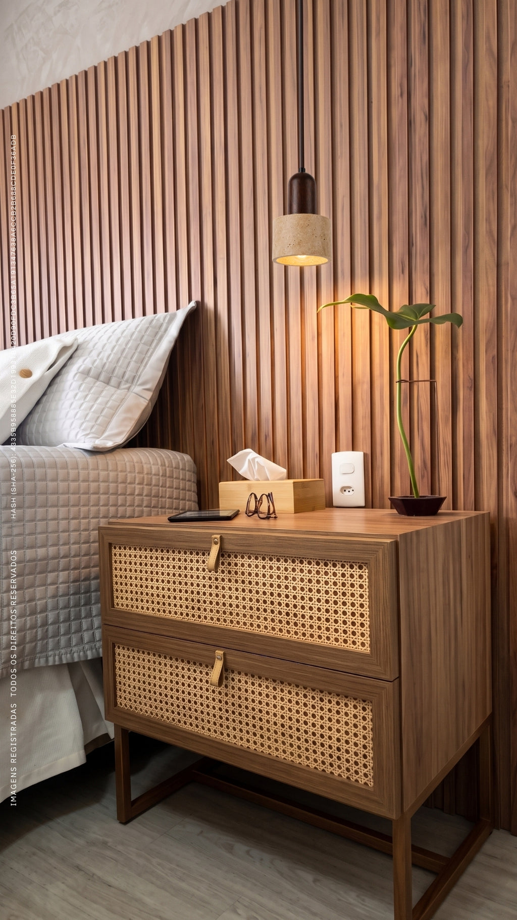 Luminária Pendente Pedra Travertino E Madeira Tívoli Bivolt E27