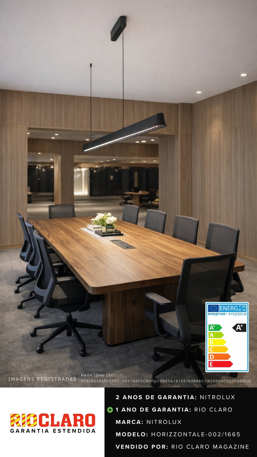 Pendente Linear Pienza Horizzontale II Retangular 166cm Led Integrado Nitrolux