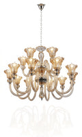 Lustre Candelabro De Cristal Luxuoso Ambar Com 15 Braços