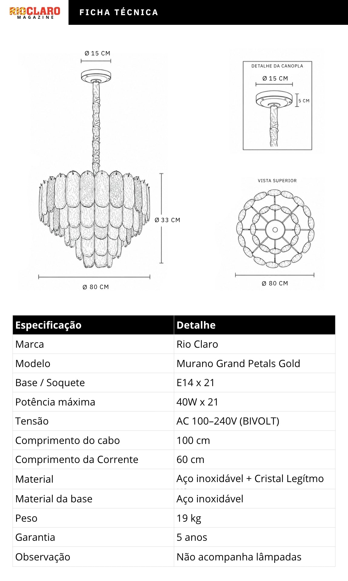 Lustre Murano Grand Petals Gold 80cm Cristal K9 Dourado Inox Luxo E14 Sala Jantar