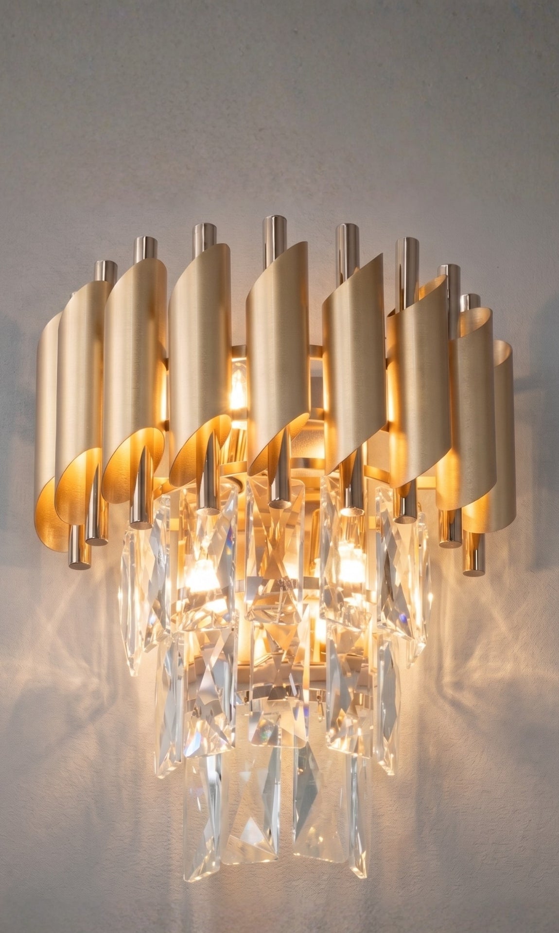 Arandela De Parede Cristal Legítimo Dourada Petit Couronne