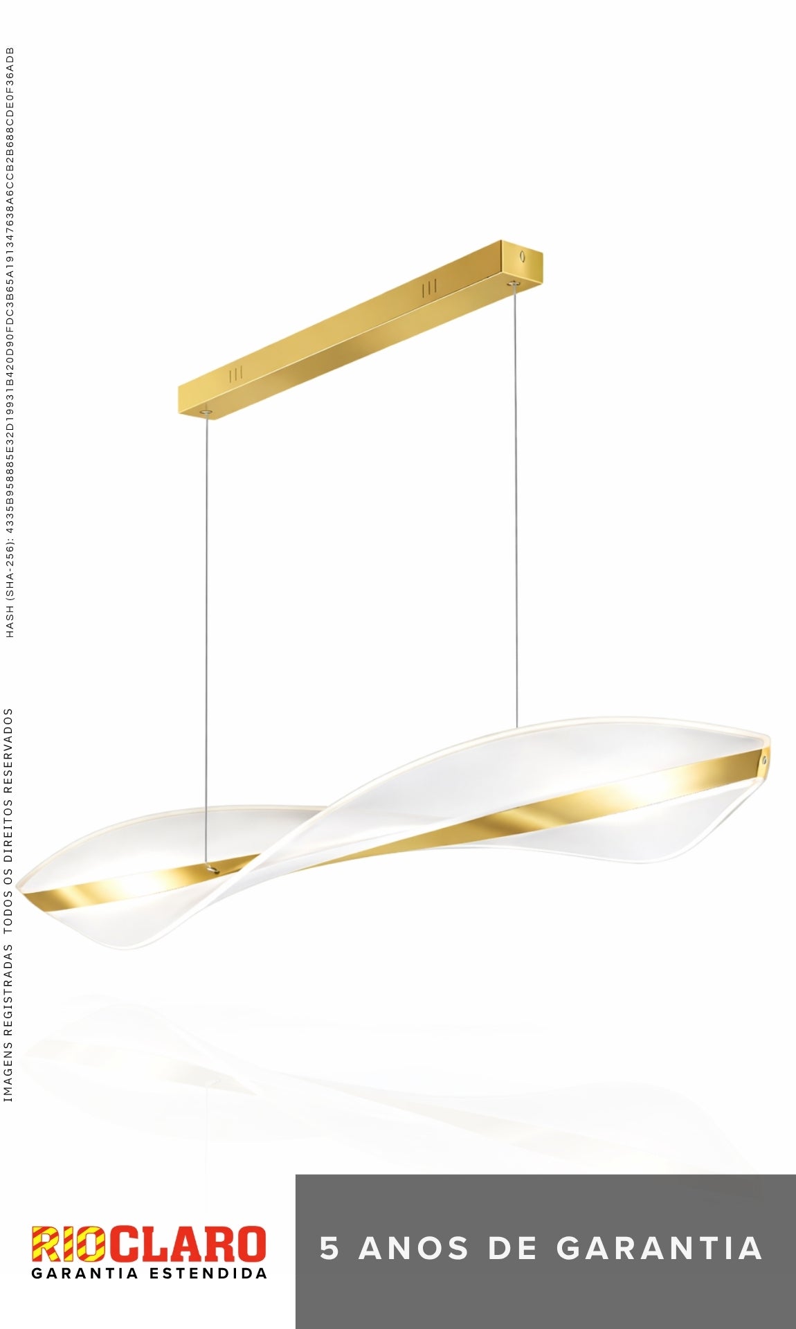 Pendente Lustre LED Moderno Espiral Dourado 100cm 48w