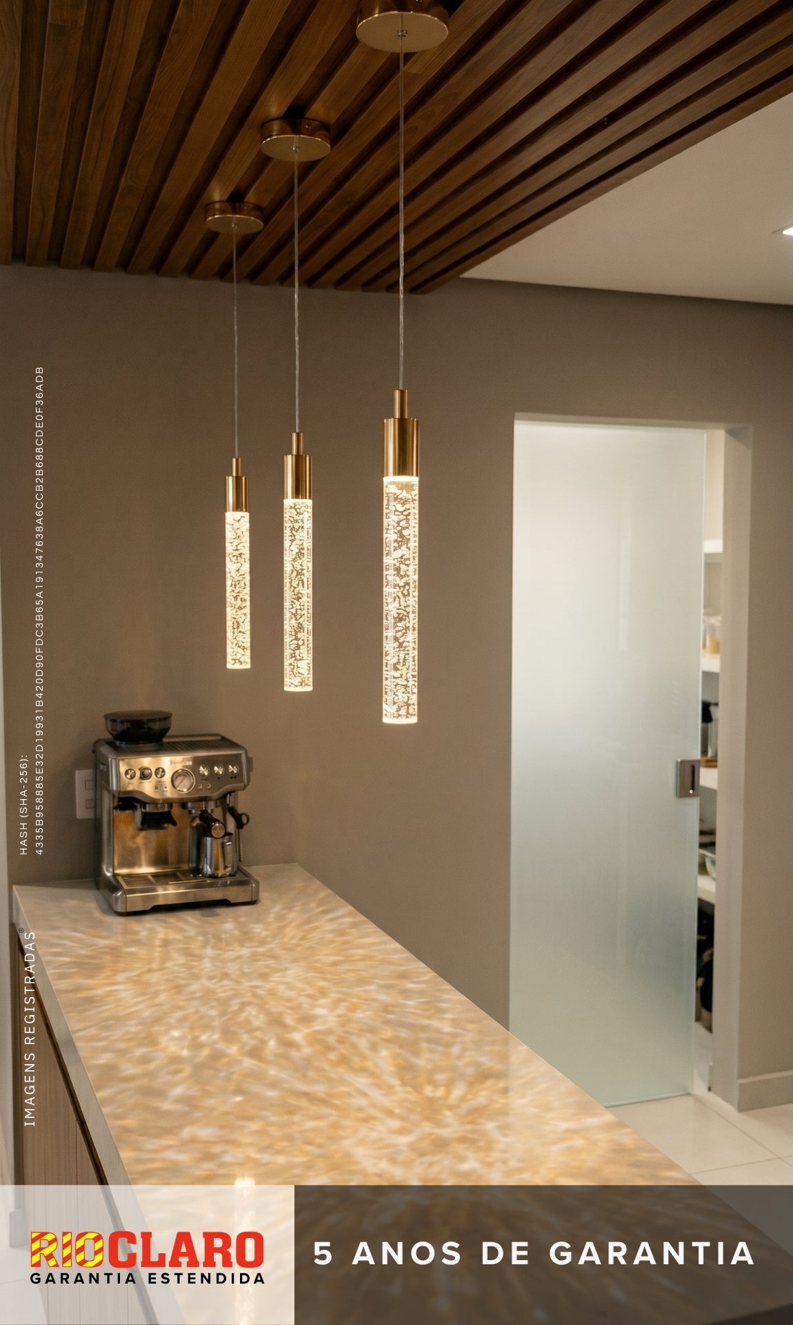 Pendente Cilindro Dourado Led Integrado Empire Gold