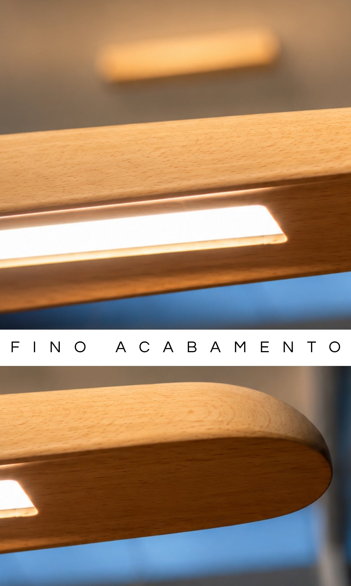 Pendente Linear Madeira Louro Freijó 150cm LED 24W Legna Milano Gourmet Bancada