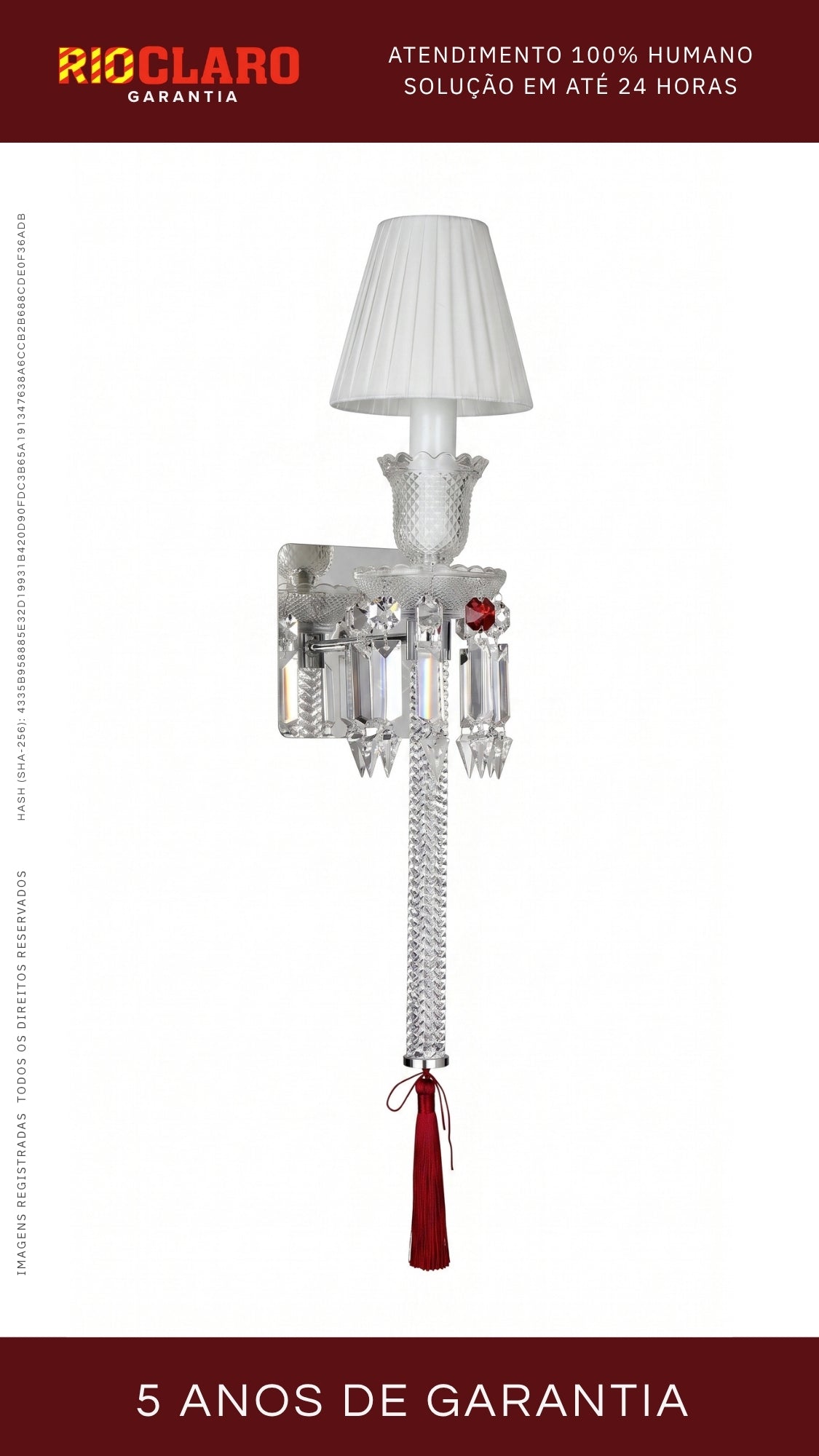 Arandela Tocha De Cristal Legítimo Estilo Baccarat Bivolt