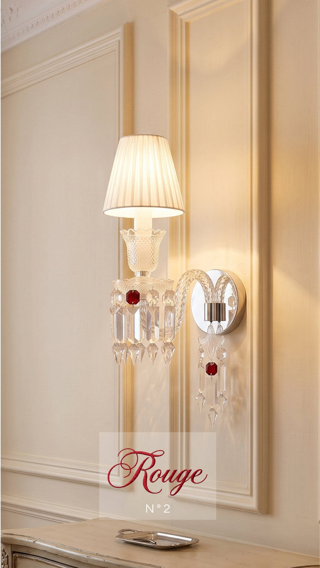 Arandela Tocha De Cristal Legítmo Estilo Baccarat Rouge N2 Bivolt