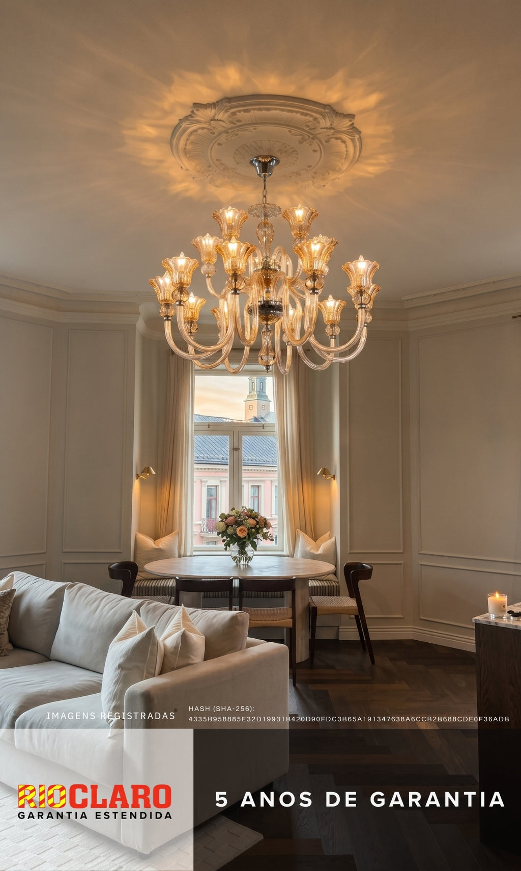 Lustre Candelabro De Cristal Luxuoso Ambar Com 15 Braços