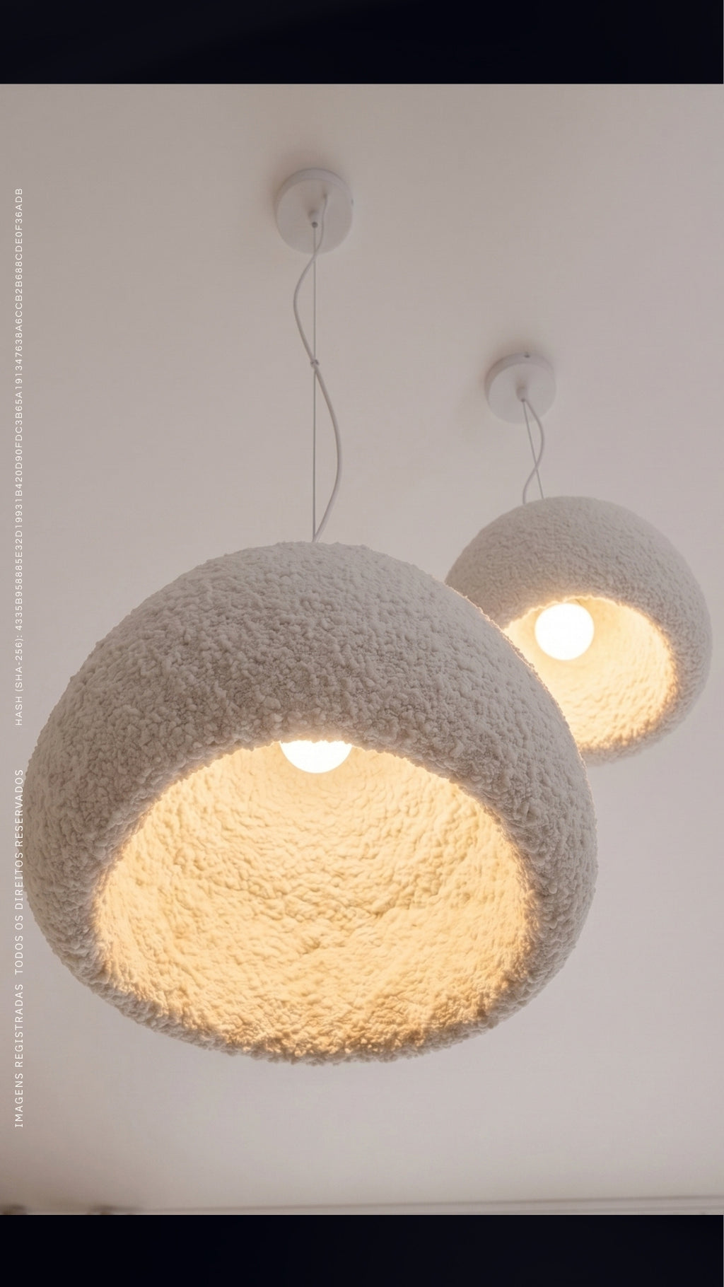 Luminária Pendente Wabi-Sabi Resina Branca 30cm Bivolt E27