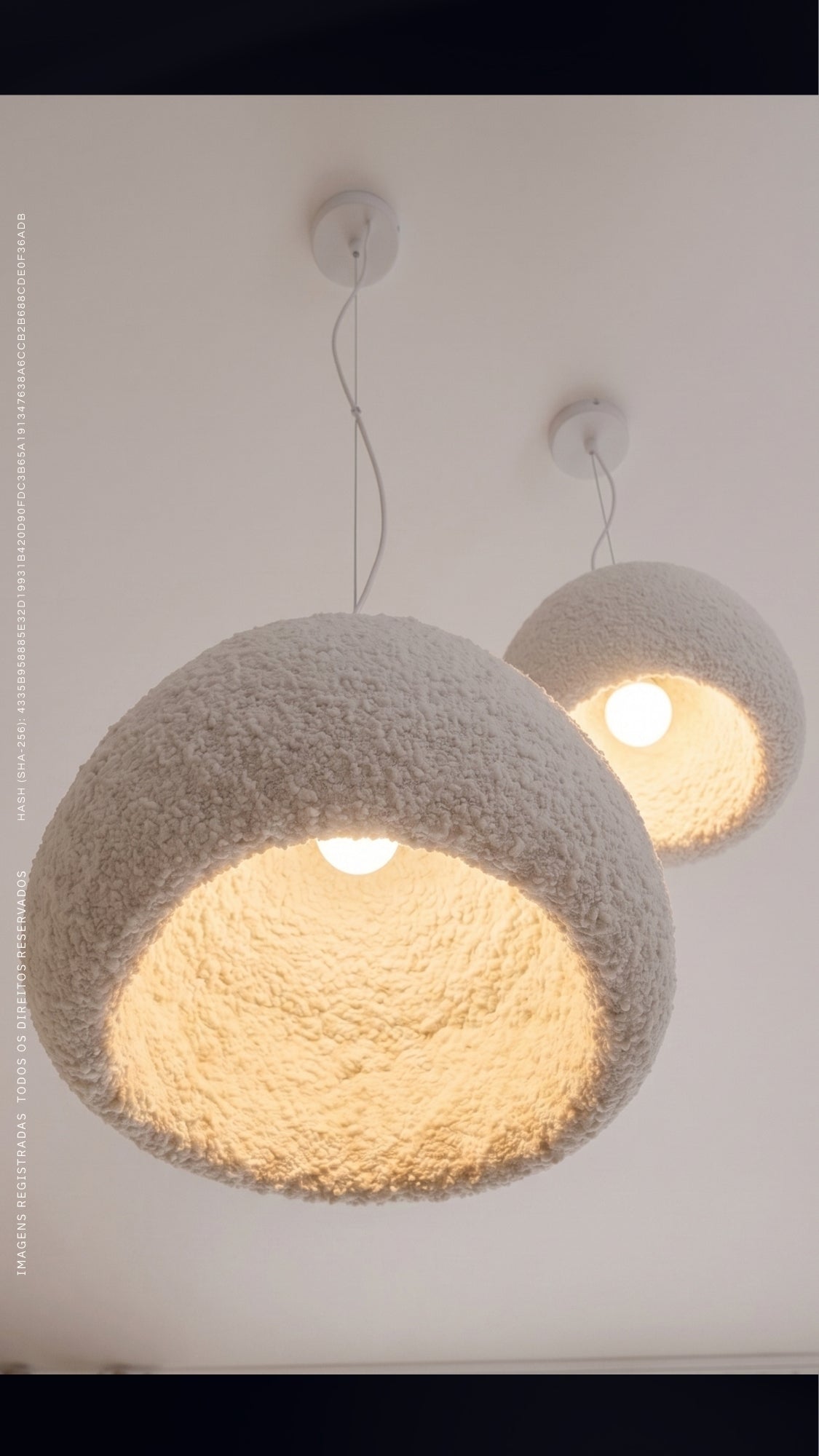 Luminária Pendente Wabi-Sabi Resina Branca 30cm Bivolt E27